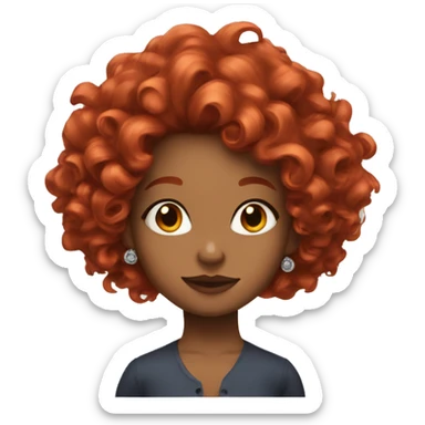 Red haired girl with voluminous curls and earrings sticker