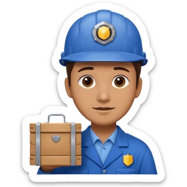 railway engineer carrying a box sticker