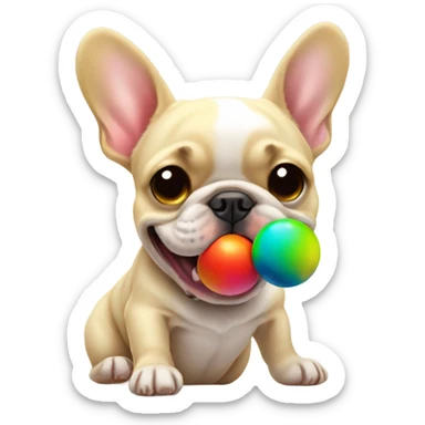 Blonde French bulldog playing ball sticker