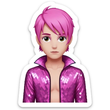 Eros from Lore Olympus with pink hair, pink sequin outfit sticker