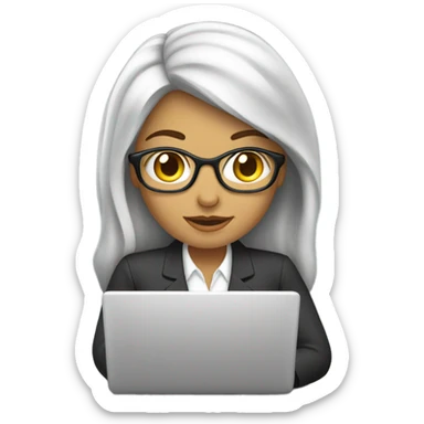 Mujer con laptop, vestida de ejecutiva de negocios sticker