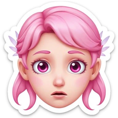 pink fairy face worried sticker