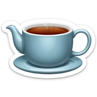 A close-up image of a cup filled with hot black tea, steam rising gently from the surface, placed on a simple background sticker