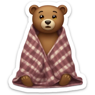 bear cozy in blanket sticker