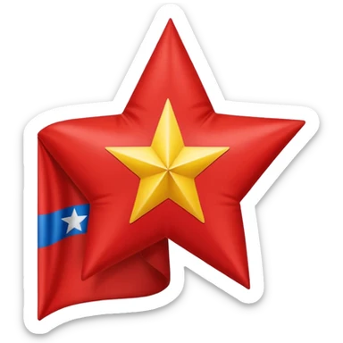 Bandera gallega con una estrella roja en el medio sticker