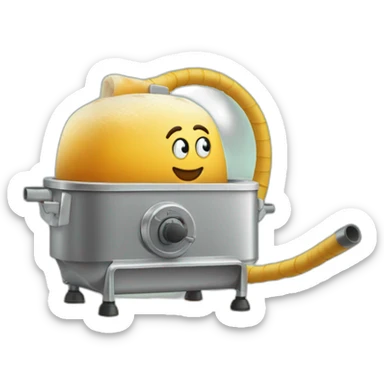 Un aspirateur en forme de pelle tenant un rouleau à pâtisserie sticker