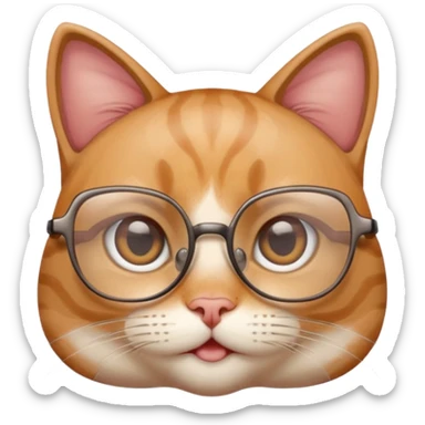 cute girl cat with really big square glasses with super thin frames sticker