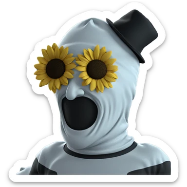 smiling with a sunflower hat sticker