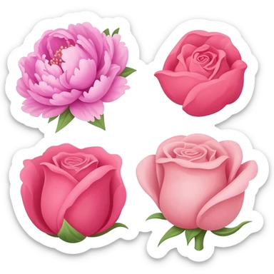 Peony and rose sticker