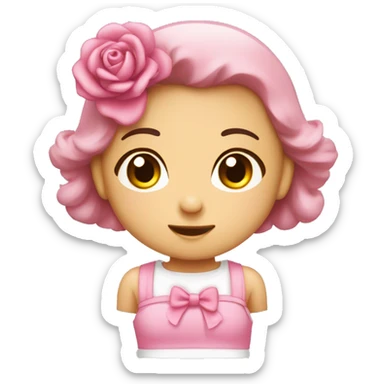 Coração rosa bebê com uma laço branco no meio sticker