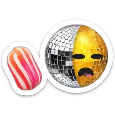 disco ball with hair eating a lolipop sticker
