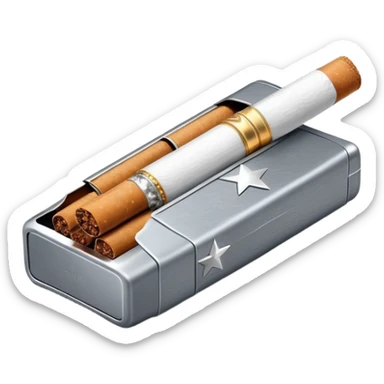 7 stars grey shining cigaret pack with a few cigaret inside sticker