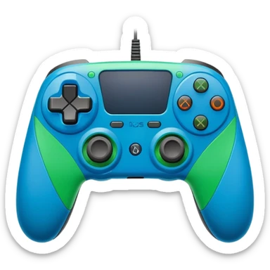 Create a clean, cartoon emoji of two gaming controllers angled toward each other to represent multiplayer gaming. Use bright colors, bold outlines, minimal detail, and a transparent background so it stays clear at small sizes. sticker