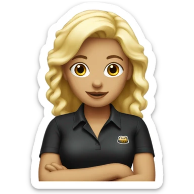 blonde waitress wearing black polo sticker