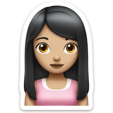 Girl with a black hair straigth hello kitty sticker