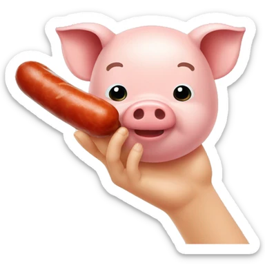 Cochon avec un saucisson dans les mains  sticker