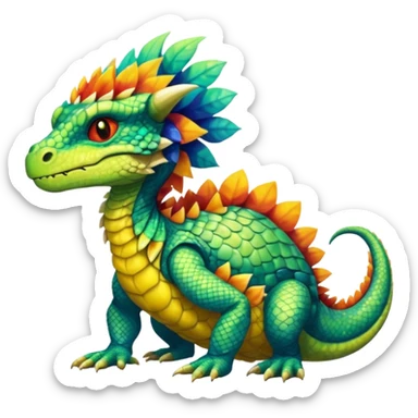 Shiny furry reptilian-Fakémon-creature (full body) sticker