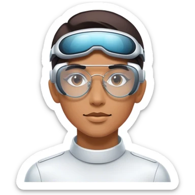 Technology glasses with a futuristic design, sleek and modern, worn by a person to represent innovation and advanced technology sticker