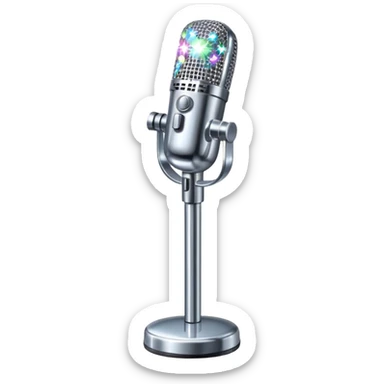microphone on a stand with sparkles sticker