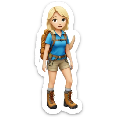 white girl, blonde hair, backpacking girl in the mountains sticker
