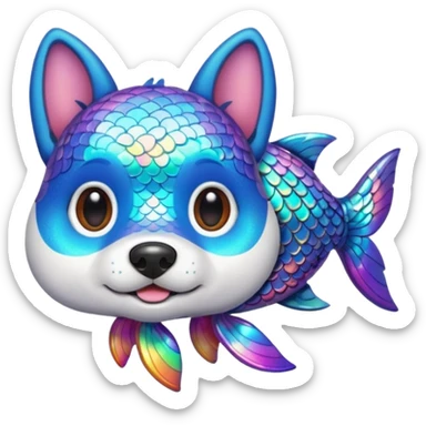 un chien avec des écailles de poisson sticker