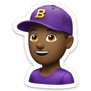 Bronze man with a purple new era cap sticker