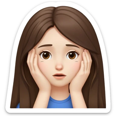 pale brunette girl with long hair face palm sticker