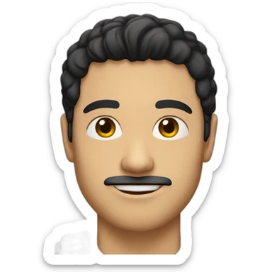 Caucasian man with black hair, olive skin and no beaded sticker