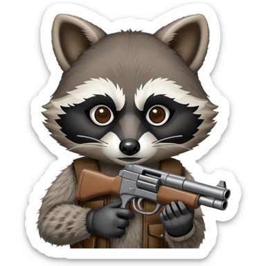 raccoon holding a gun  sticker