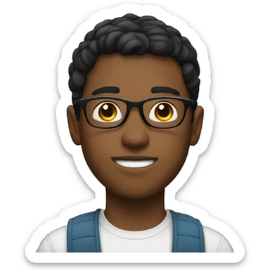 young man with short dark hair and glasses sticker