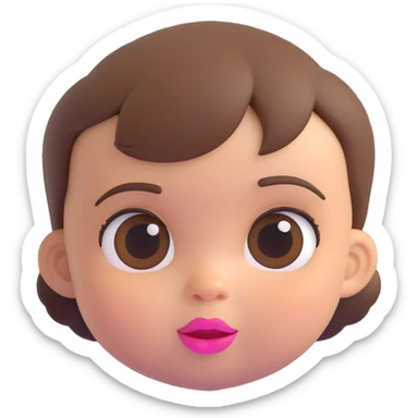 emoji de bebé de un año con pelo corto marrón, ojos marrones grandes con pestañas, cejas marrones y labios rosas sticker