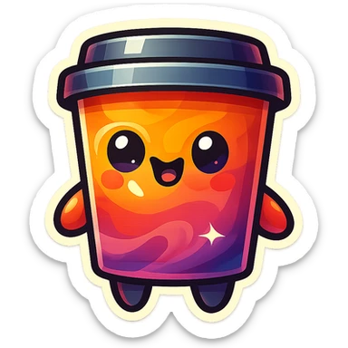 Tall coffee cup, large chaos heart, chaotic, wild, whimsical sticker