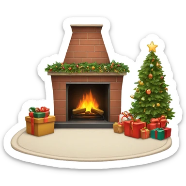 Fireplace with Christmas decoration  sticker