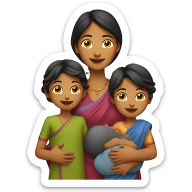 indian mother with children  sticker
