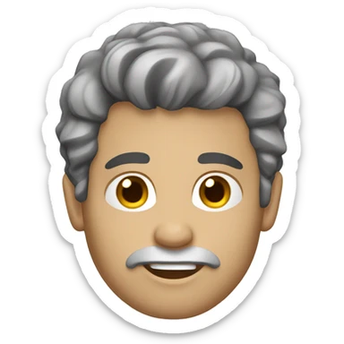 a white man with brown hair and gray eyes and a Caesar hairstyle sticker