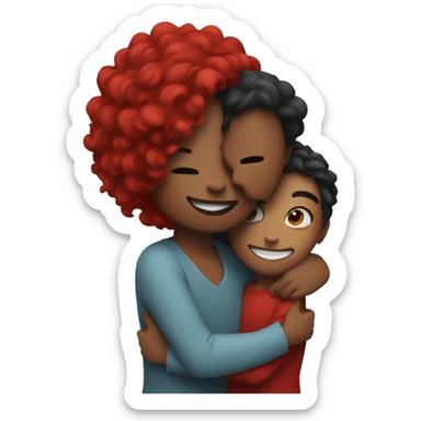 black and red hair hug sticker