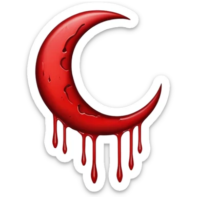  crescent moon with blood dripping from it red dark sticker