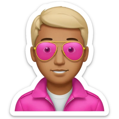 1980s man wearing reflective neon pink aviator sunglasses sticker