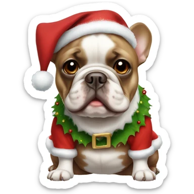 Brown French bulldog in Christmas elf costume sticker