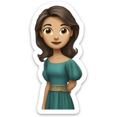 brunette princess slightly tanned brown eyes sticker