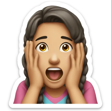 A girl screaming with her hands on her cheeks  sticker