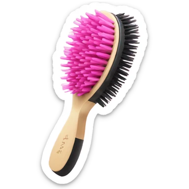 Pink hair brush sticker