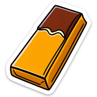 Twix chocolate bar with bite taken out sticker