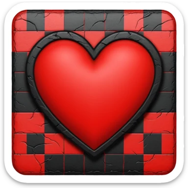 goth heart with black and red checkerboard pattern sticker