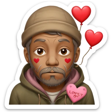 Homeless man with Valentine’s Day decor smelly and ugly  sticker