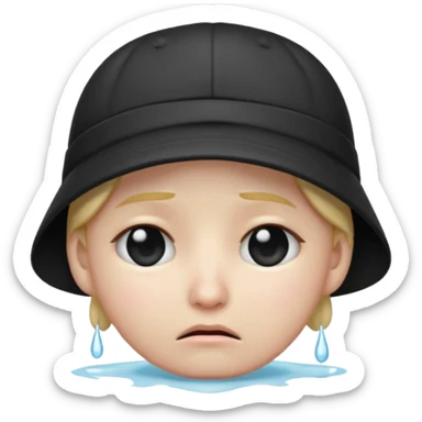 grief emoji with a black cap on the head
 sticker