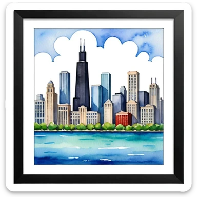 Watercolor painting of Chicago sticker