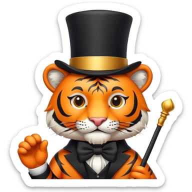 Tiger magician with wand and top hat sticker