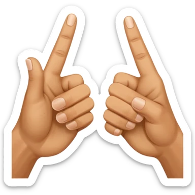 two hands each holding up pointers and thumbs facing each other to make a letter w sticker