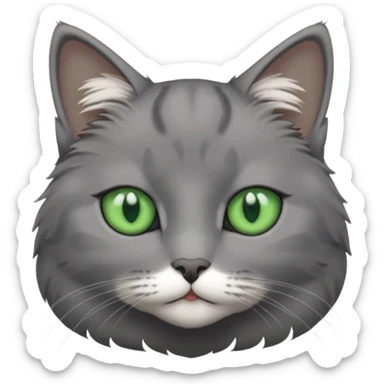 Grey cat with green eyes sticker